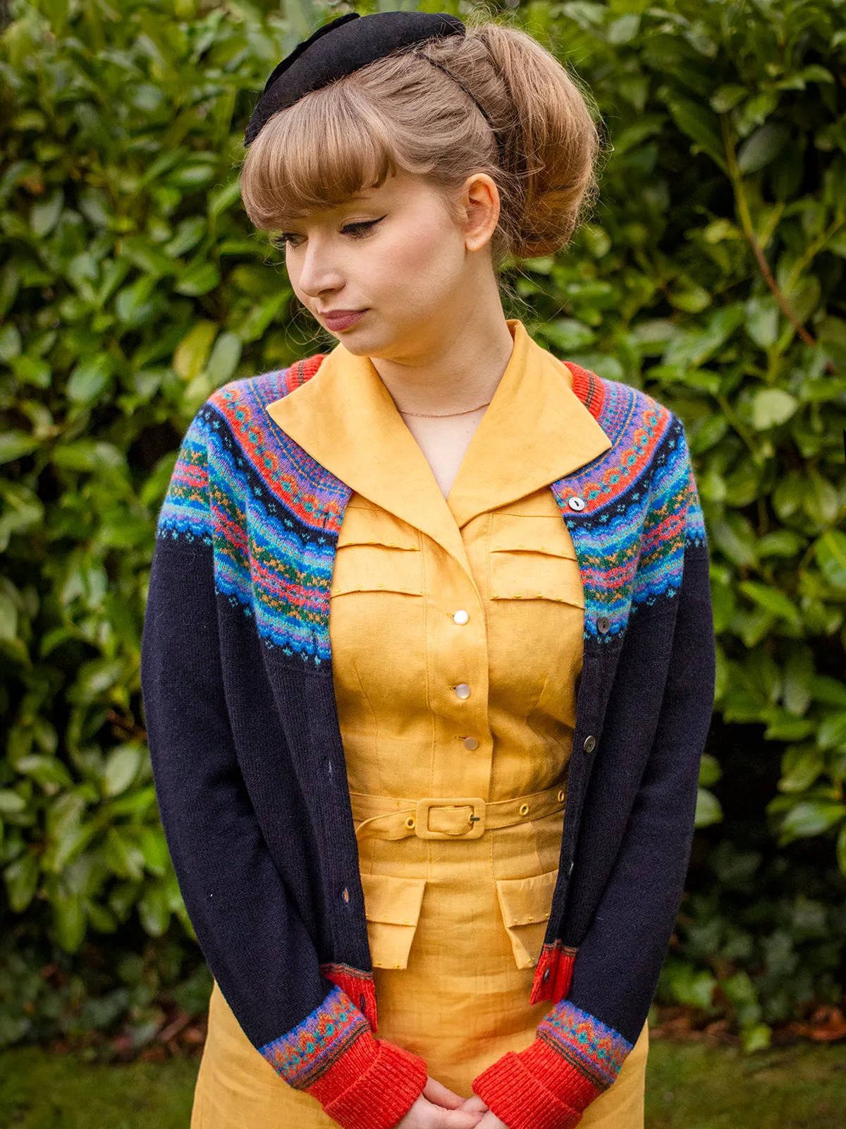 1940s Vintage Spirit Linen Dress in Honey Yellow