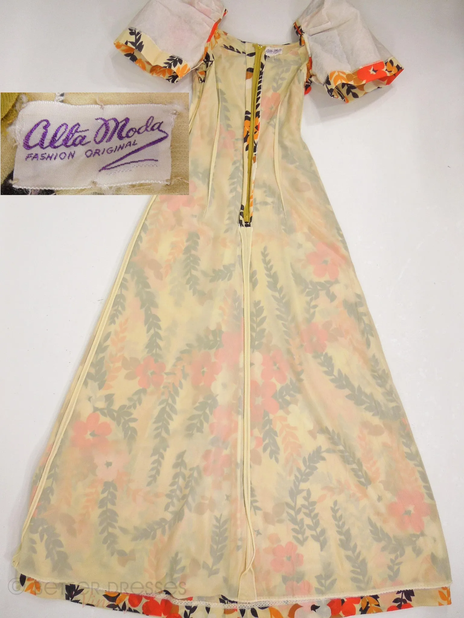 60s/70s Does 30s/40s Floral Maxi Dress - xs, sm