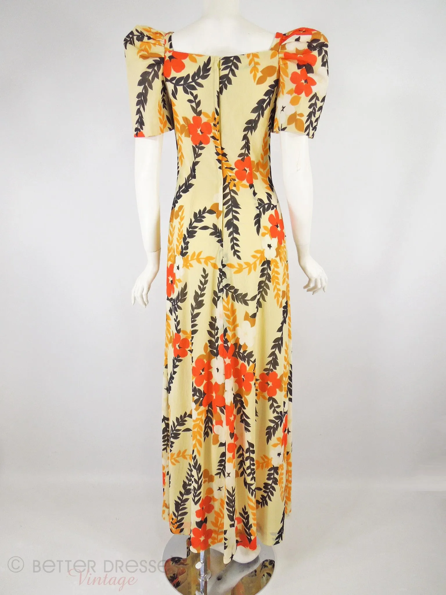 60s/70s Does 30s/40s Floral Maxi Dress - xs, sm