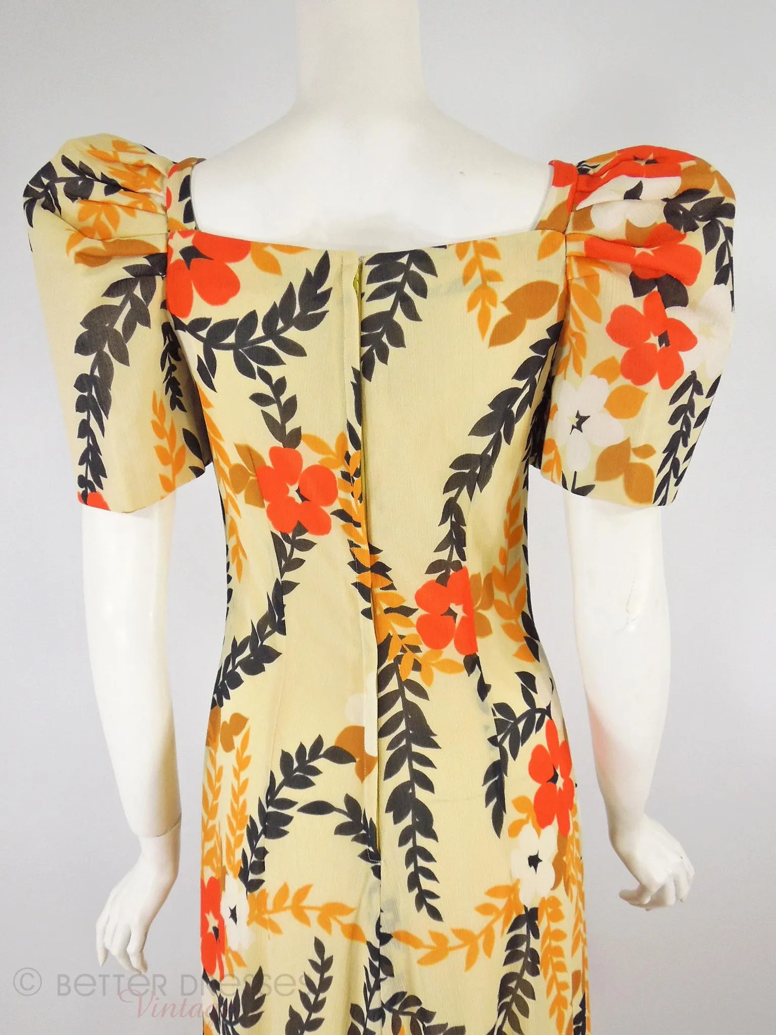 60s/70s Does 30s/40s Floral Maxi Dress - xs, sm