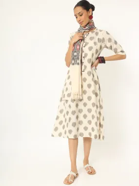 A line white Ikat dress