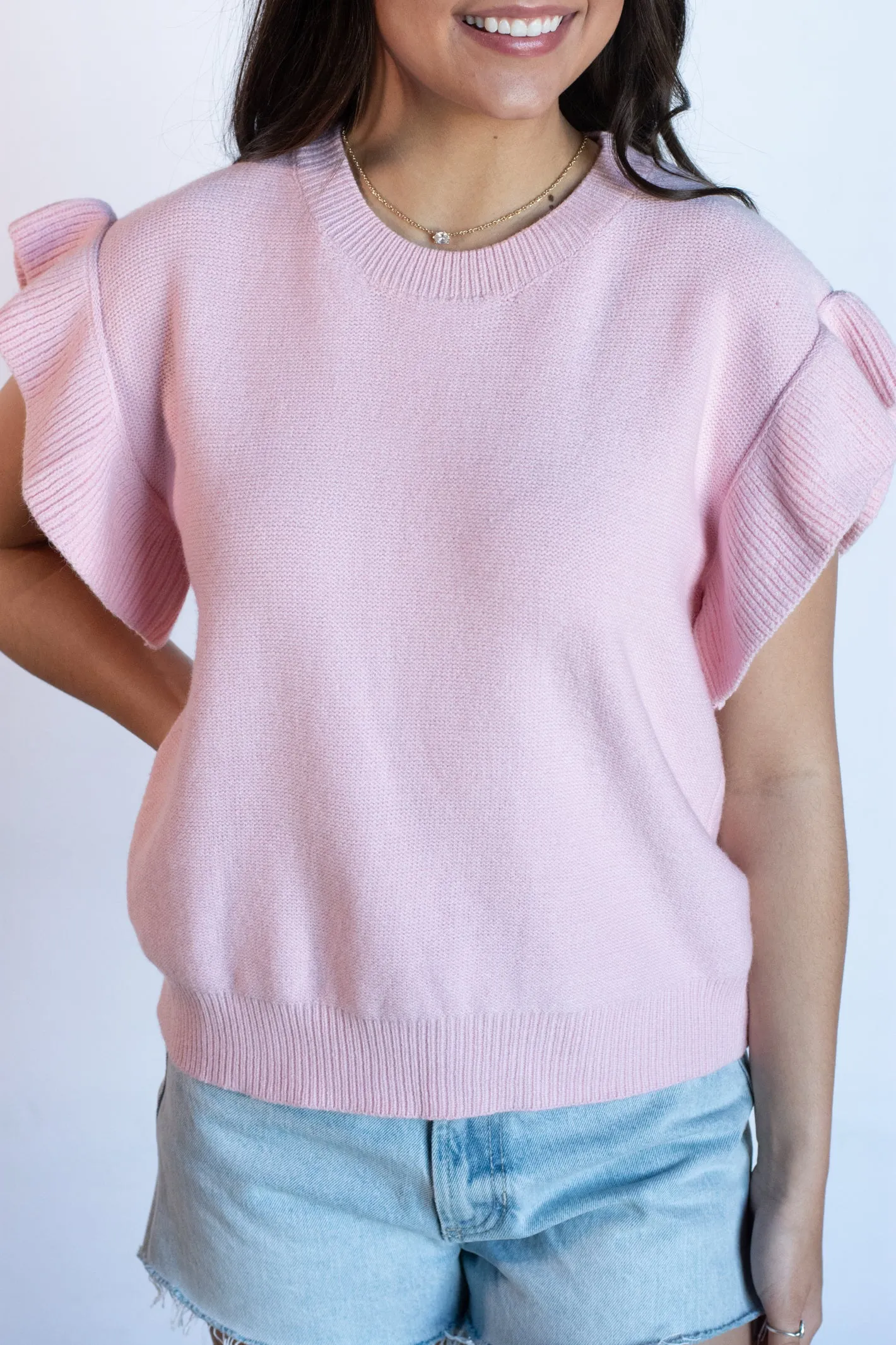 All to Myself Baby Pink Short Sleeve Knit Top