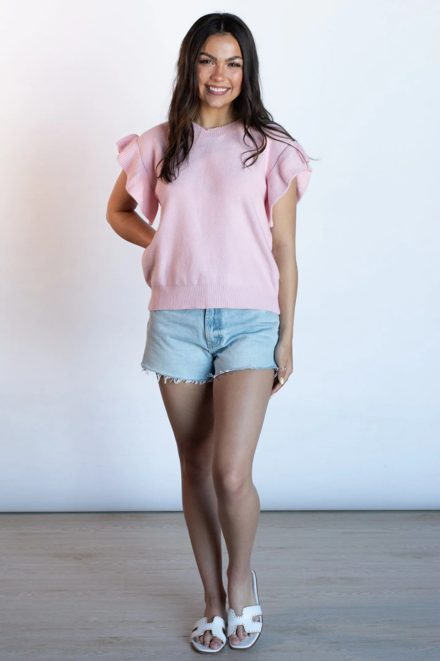 All to Myself Baby Pink Short Sleeve Knit Top