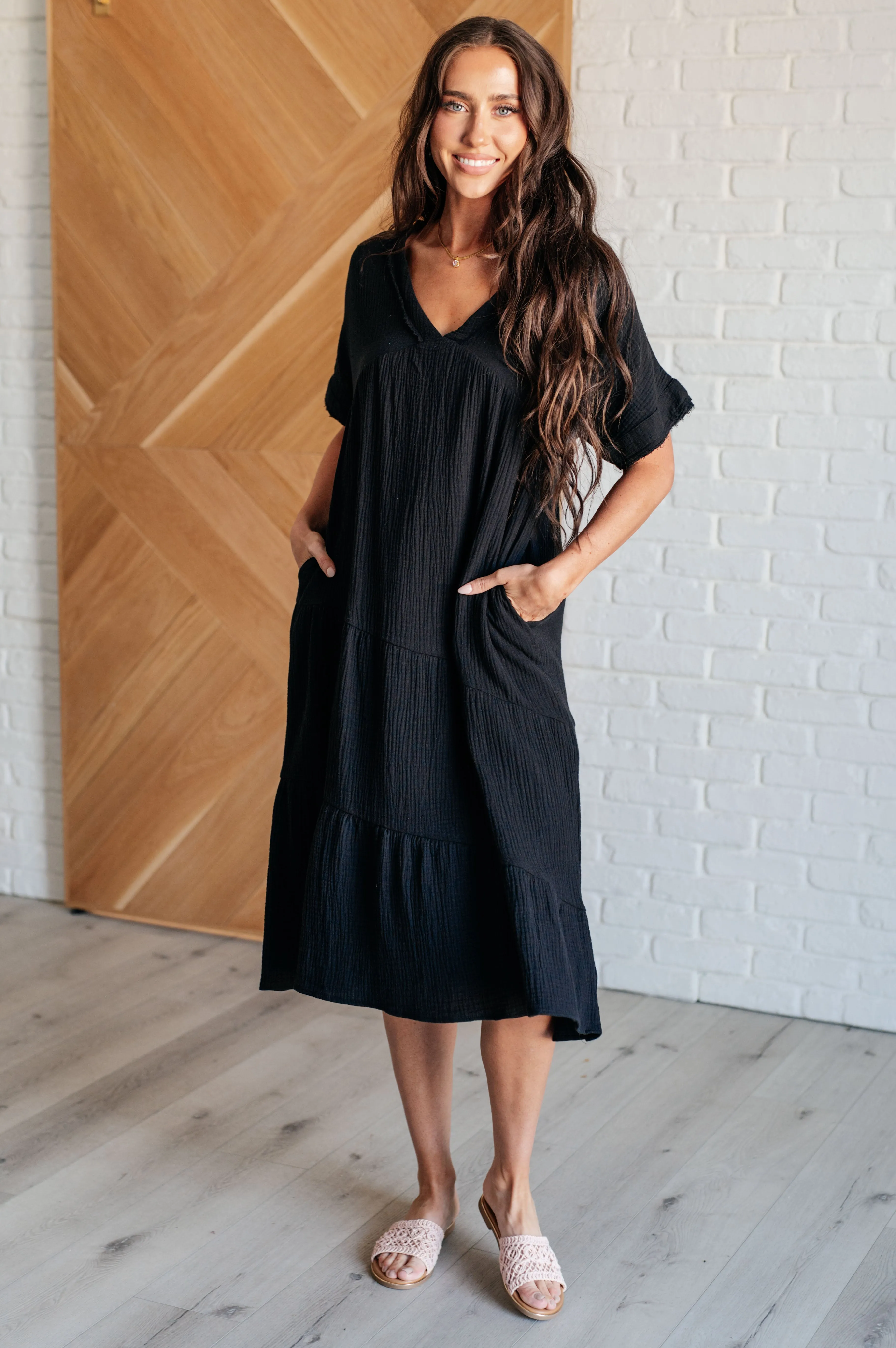 Always Learning Dolman Sleeve Dress in Black