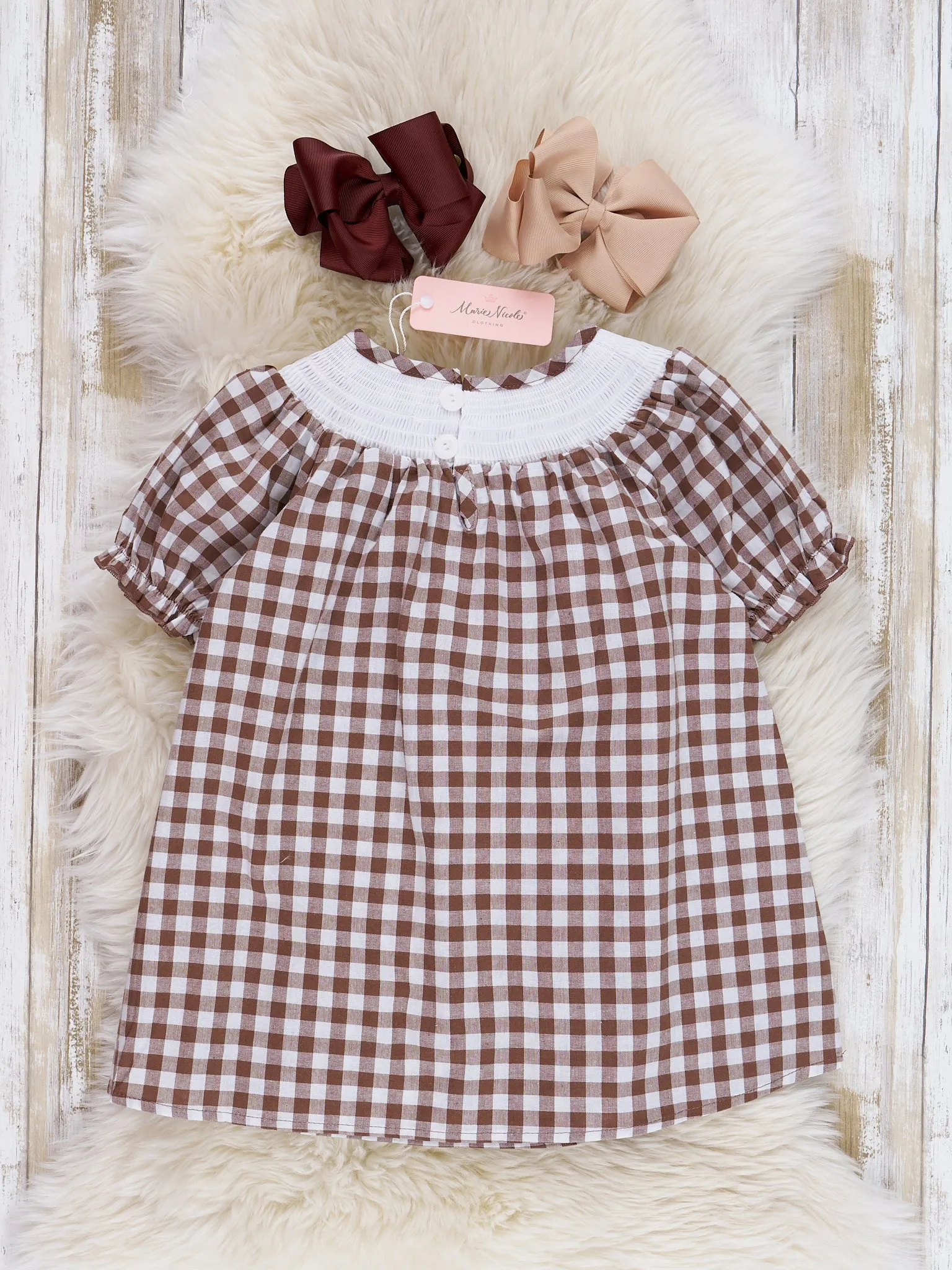 Autumn Gingham Smocked Turkey Dress