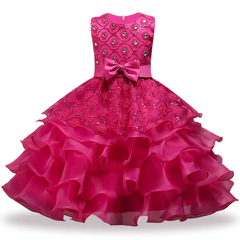 Baby Girls Flower bowknot Wedding Party Gown