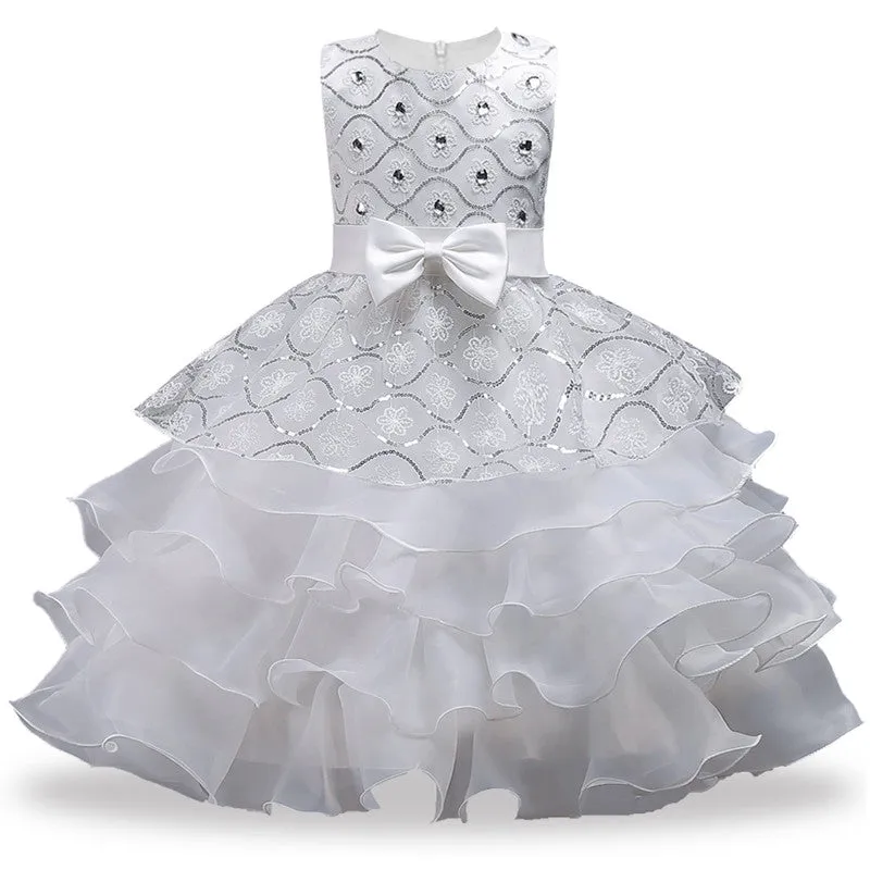 Baby Girls Flower bowknot Wedding Party Gown