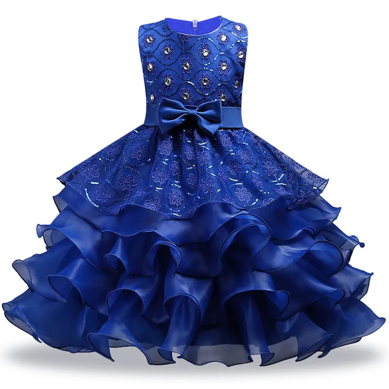 Baby Girls Flower bowknot Wedding Party Gown