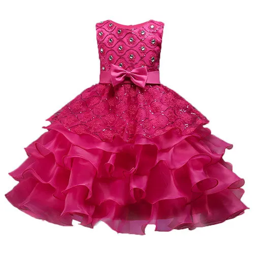 Baby Girls Flower bowknot Wedding Party Gown