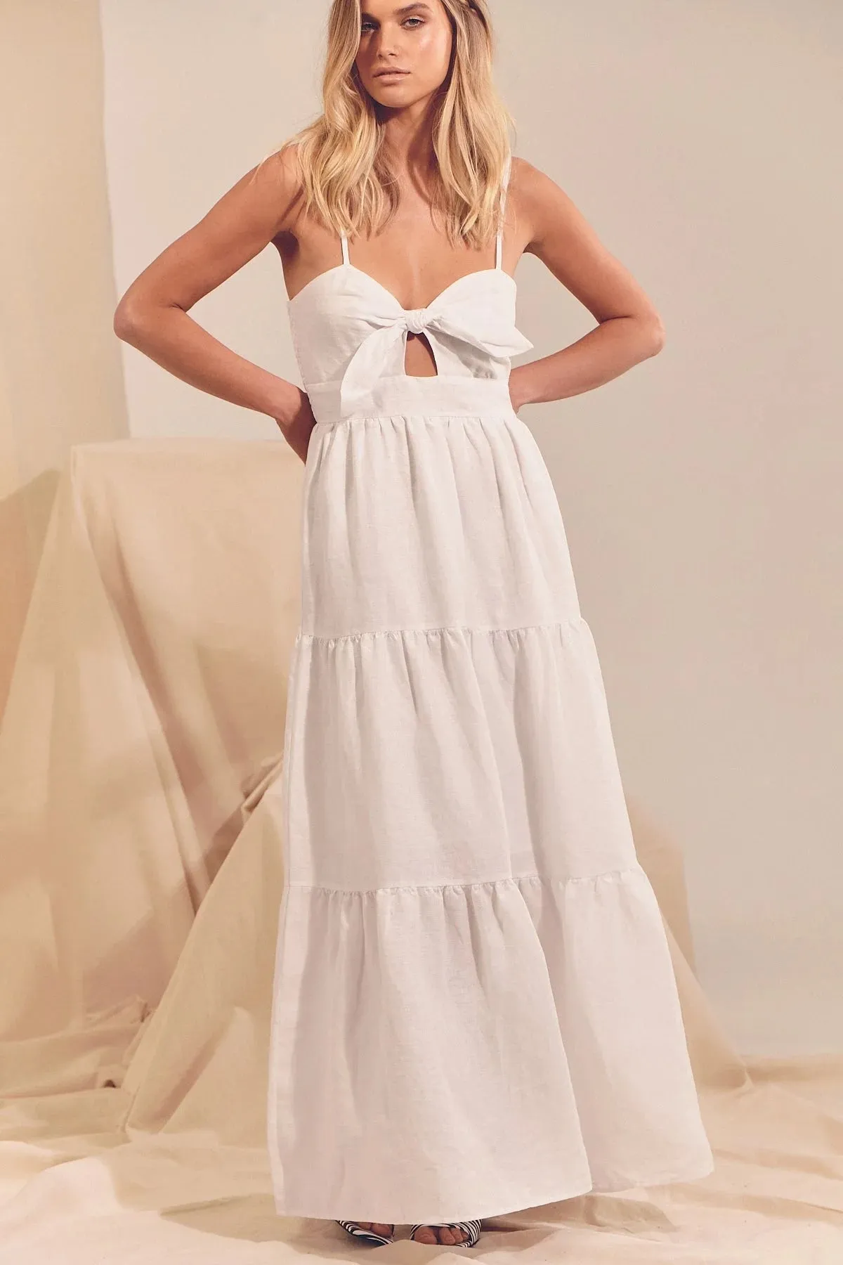 Bambi Maxi Dress - White Linen Collection