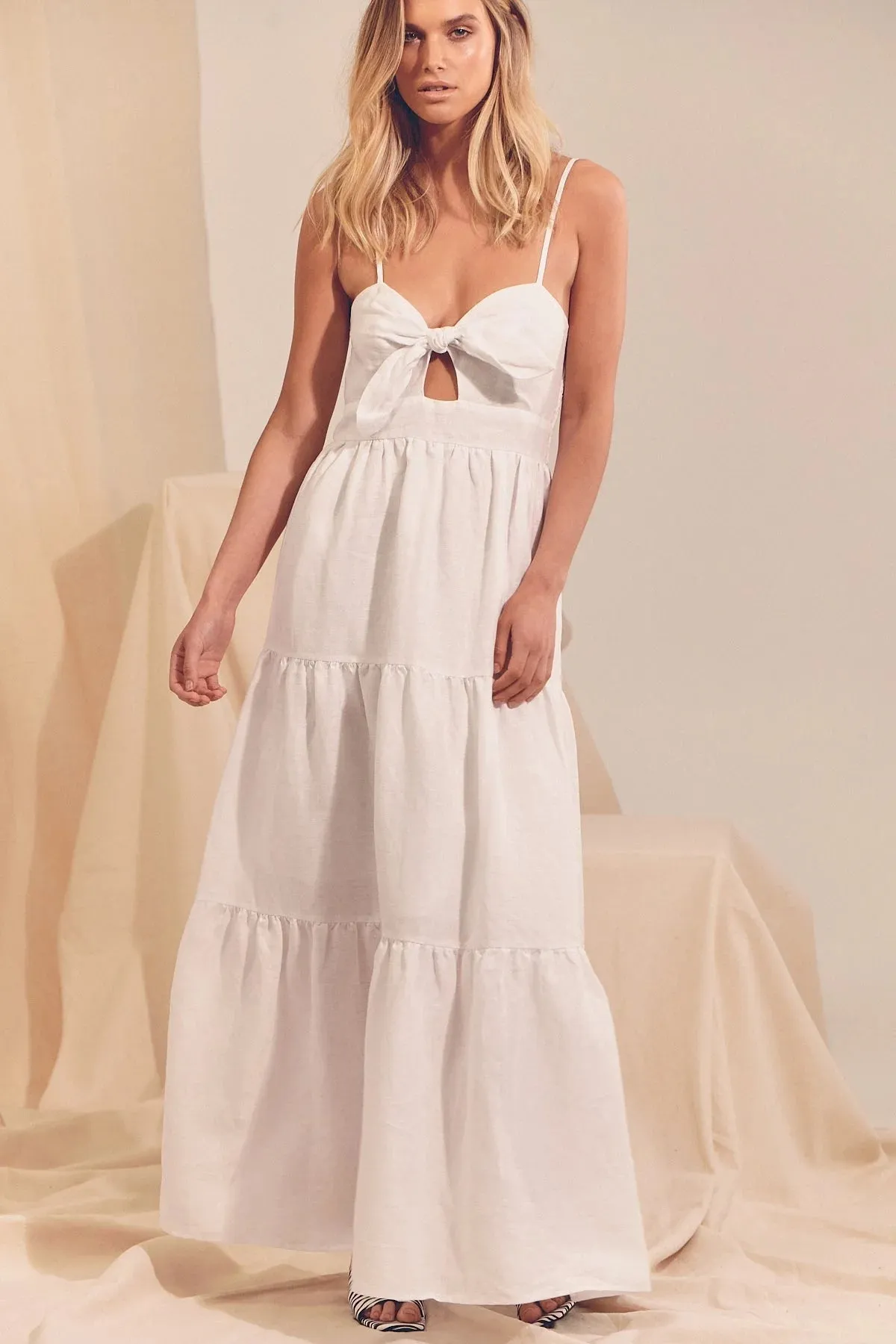 Bambi Maxi Dress - White Linen Collection