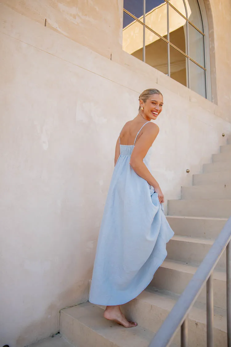 Behati Linen Maxi Dress Sky