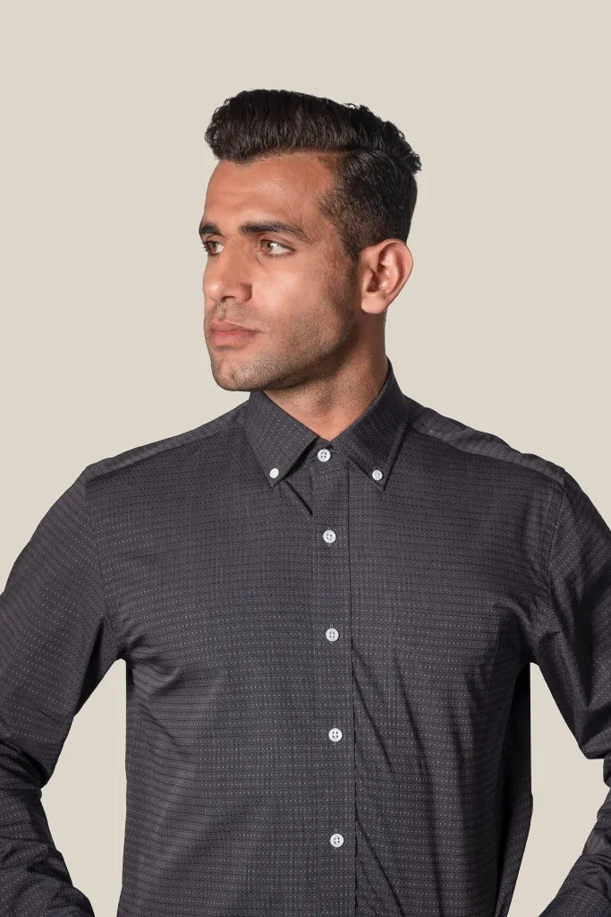 Black Mini Square Dobby Shirt