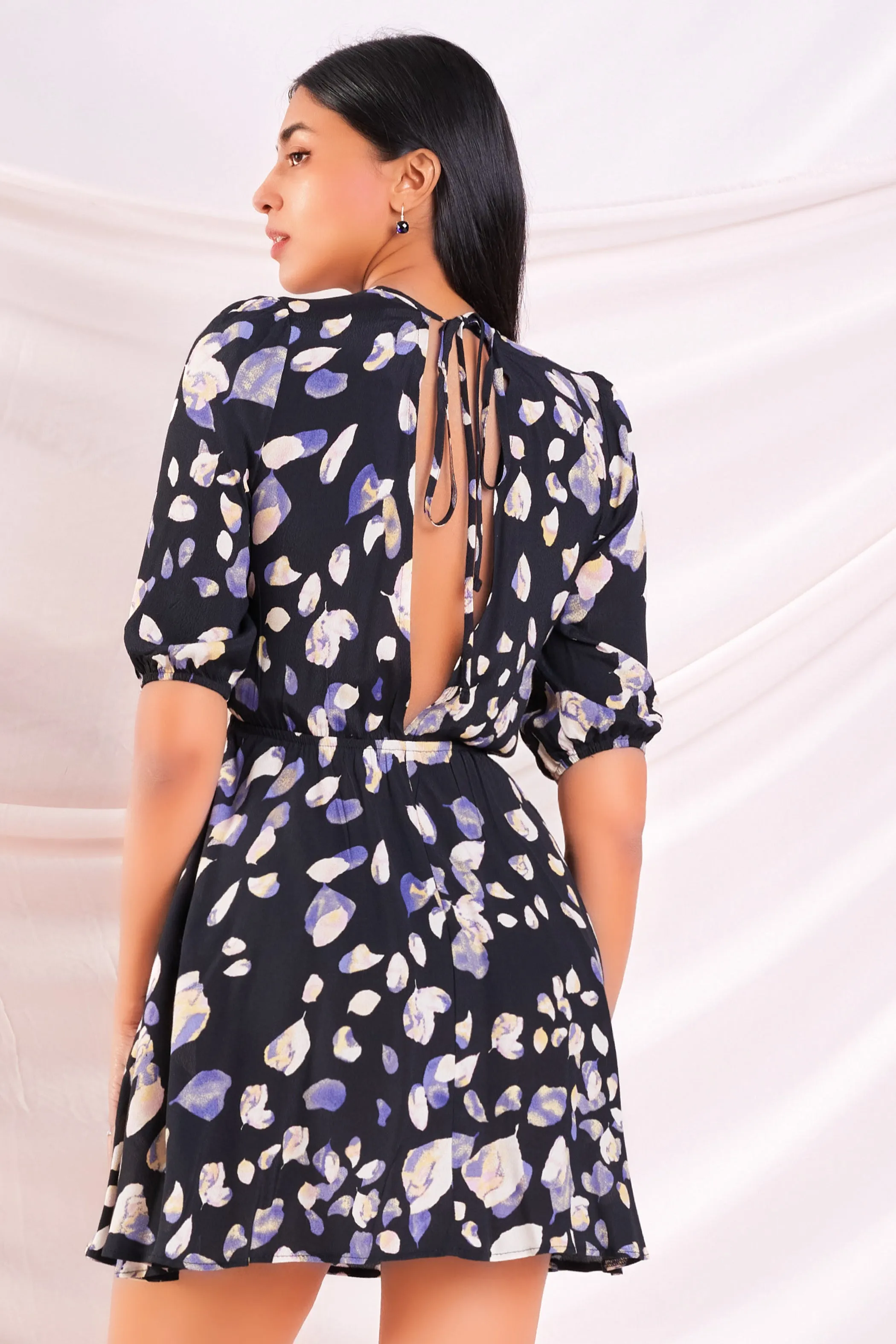 Black Printed Fit & Flare Dress