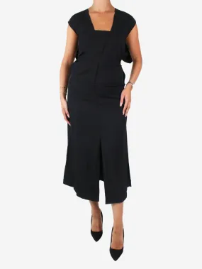 Black square neckline asymmetric midi dress - size IT 38