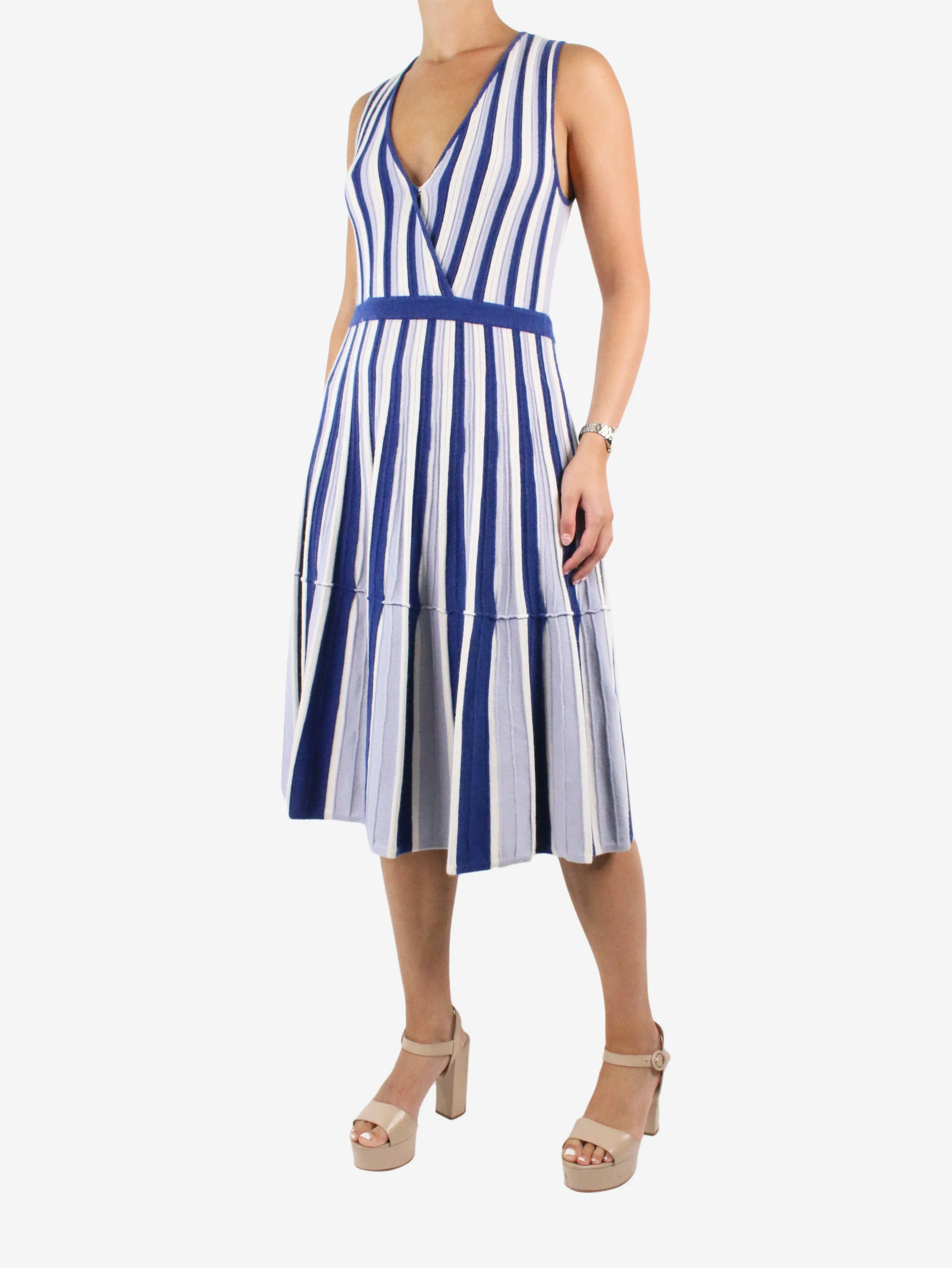 Blue striped knitted dress - size M