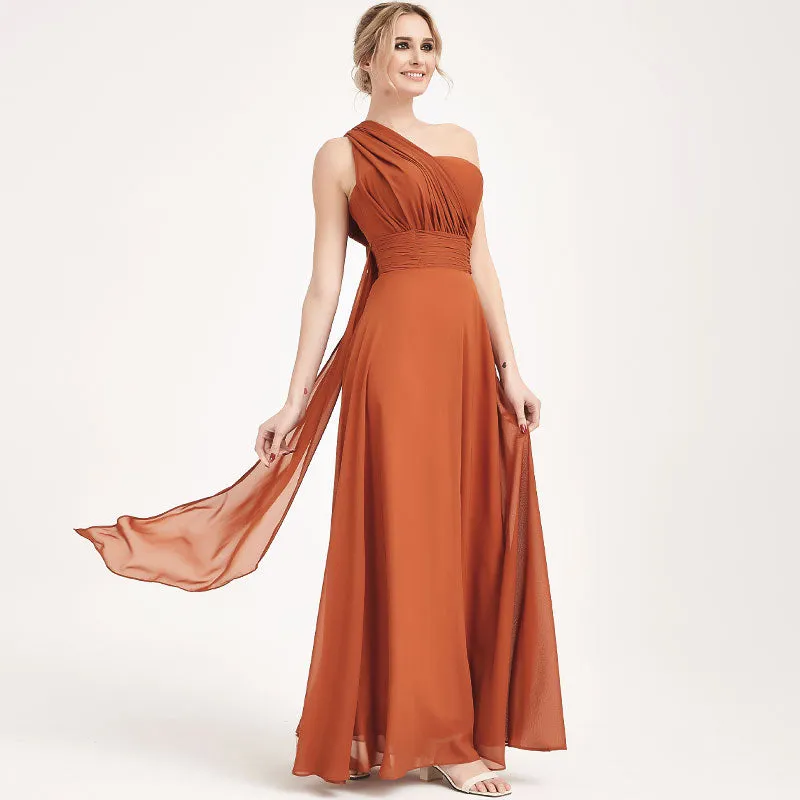 Blush Convertible Chiffon Bridesmaid Dress Wrap Floor Length Gown