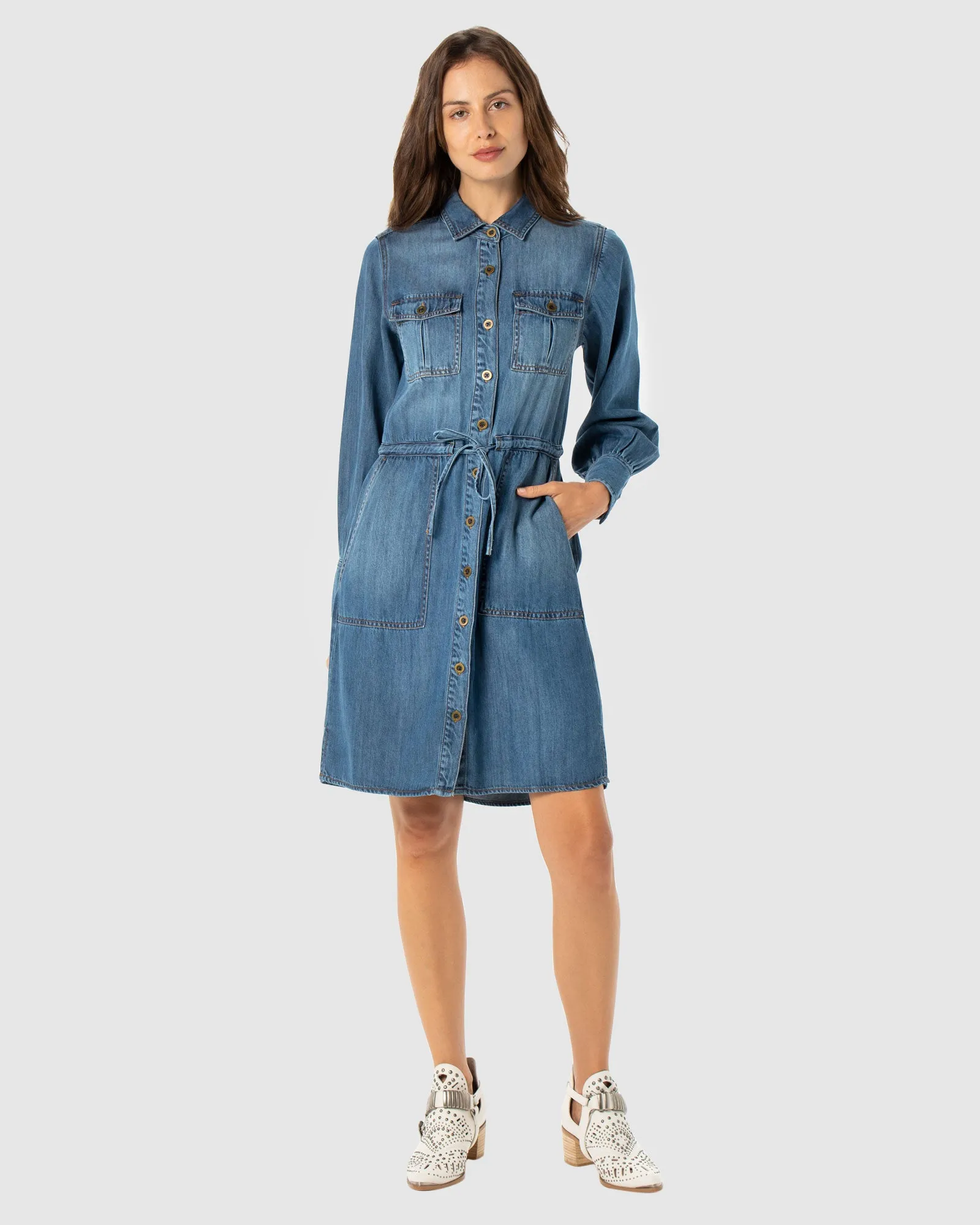 Brando Dress - Washed Denim