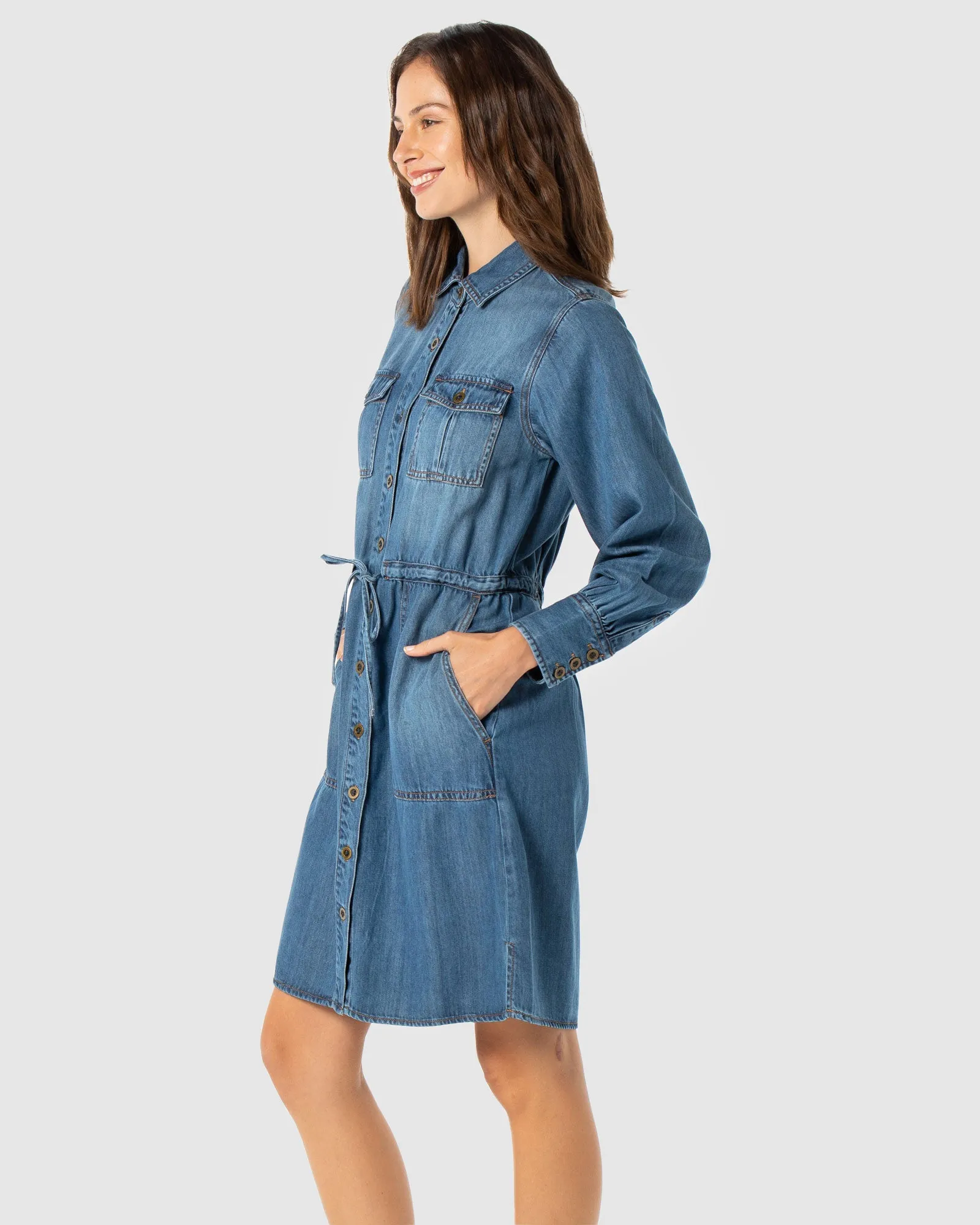 Brando Dress - Washed Denim