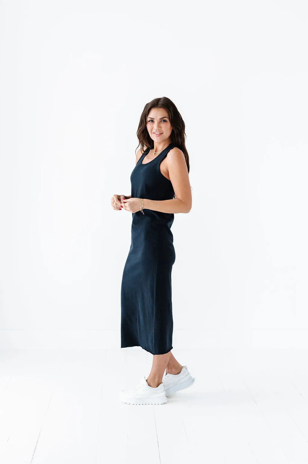 Bring On Summer Cotton Tank Dress In Black