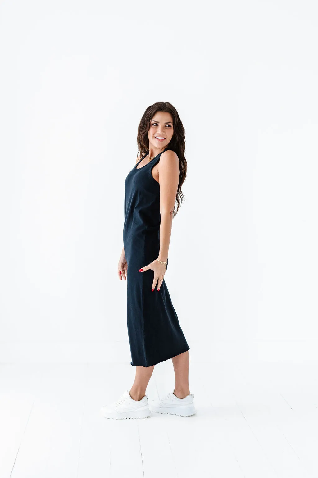 Bring On Summer Cotton Tank Dress In Black