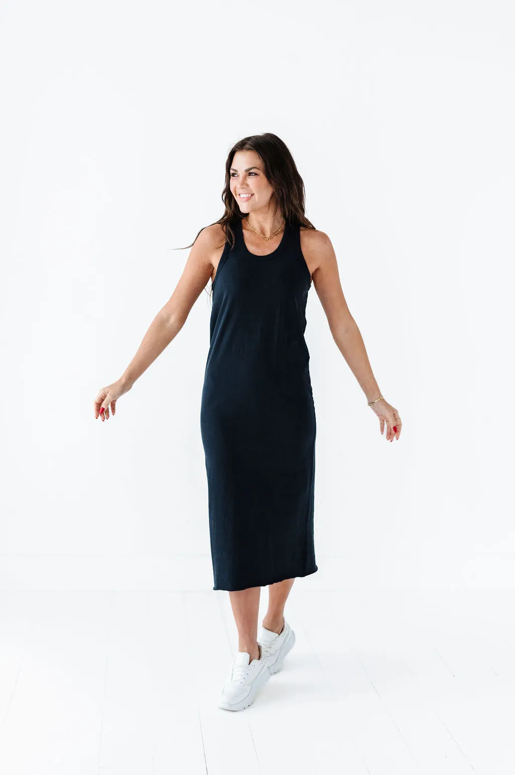 Bring On Summer Cotton Tank Dress In Black