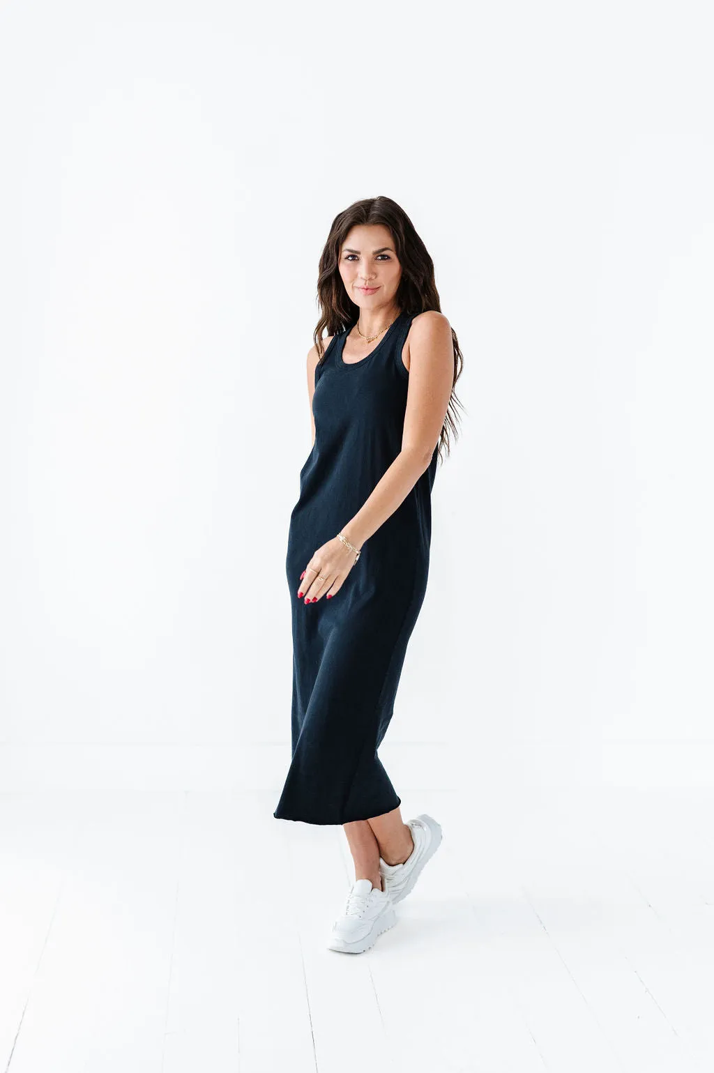 Bring On Summer Cotton Tank Dress In Black