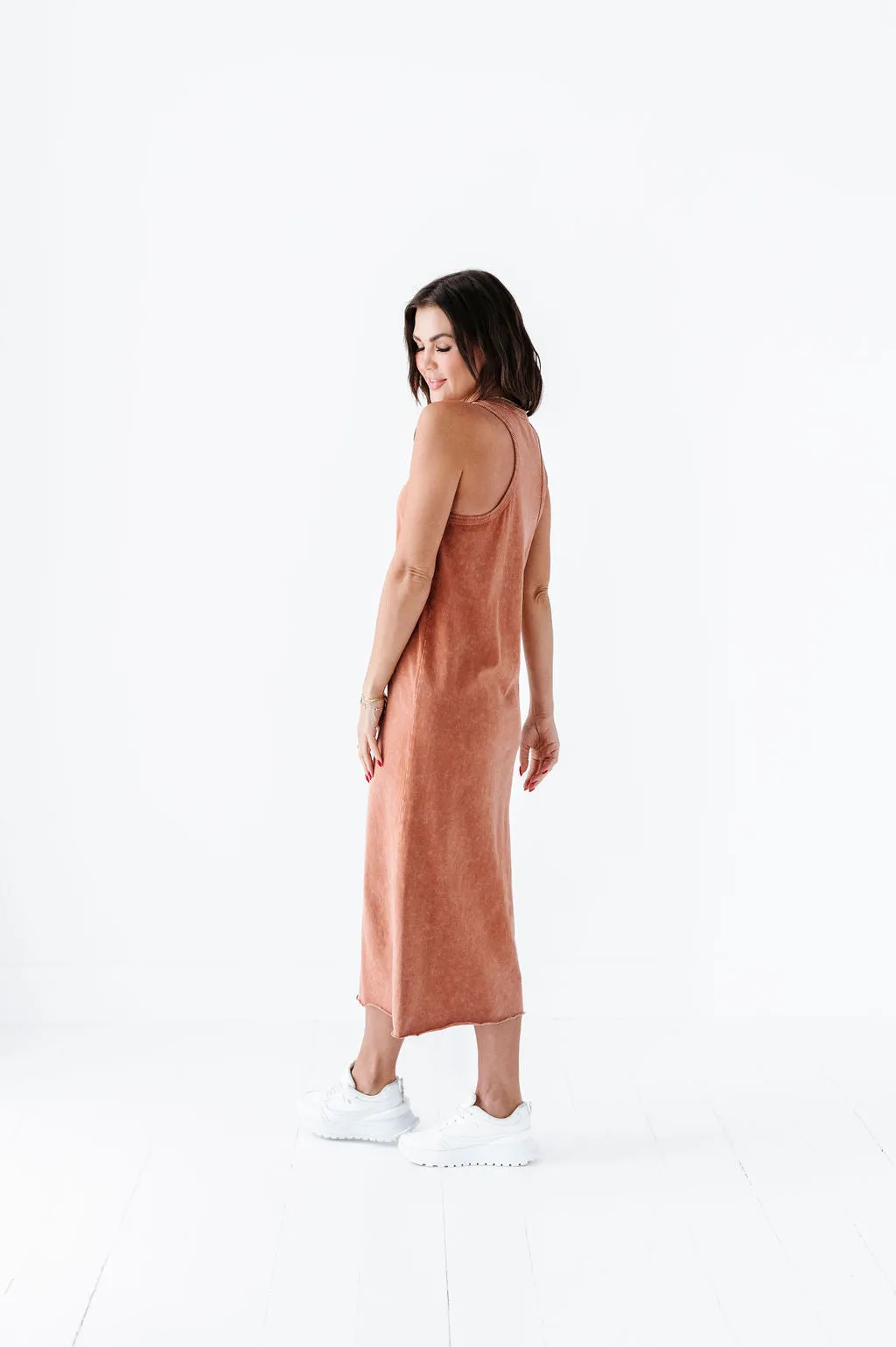 Bring On Summer Tank Dress In Baked Clay - Size Small Left