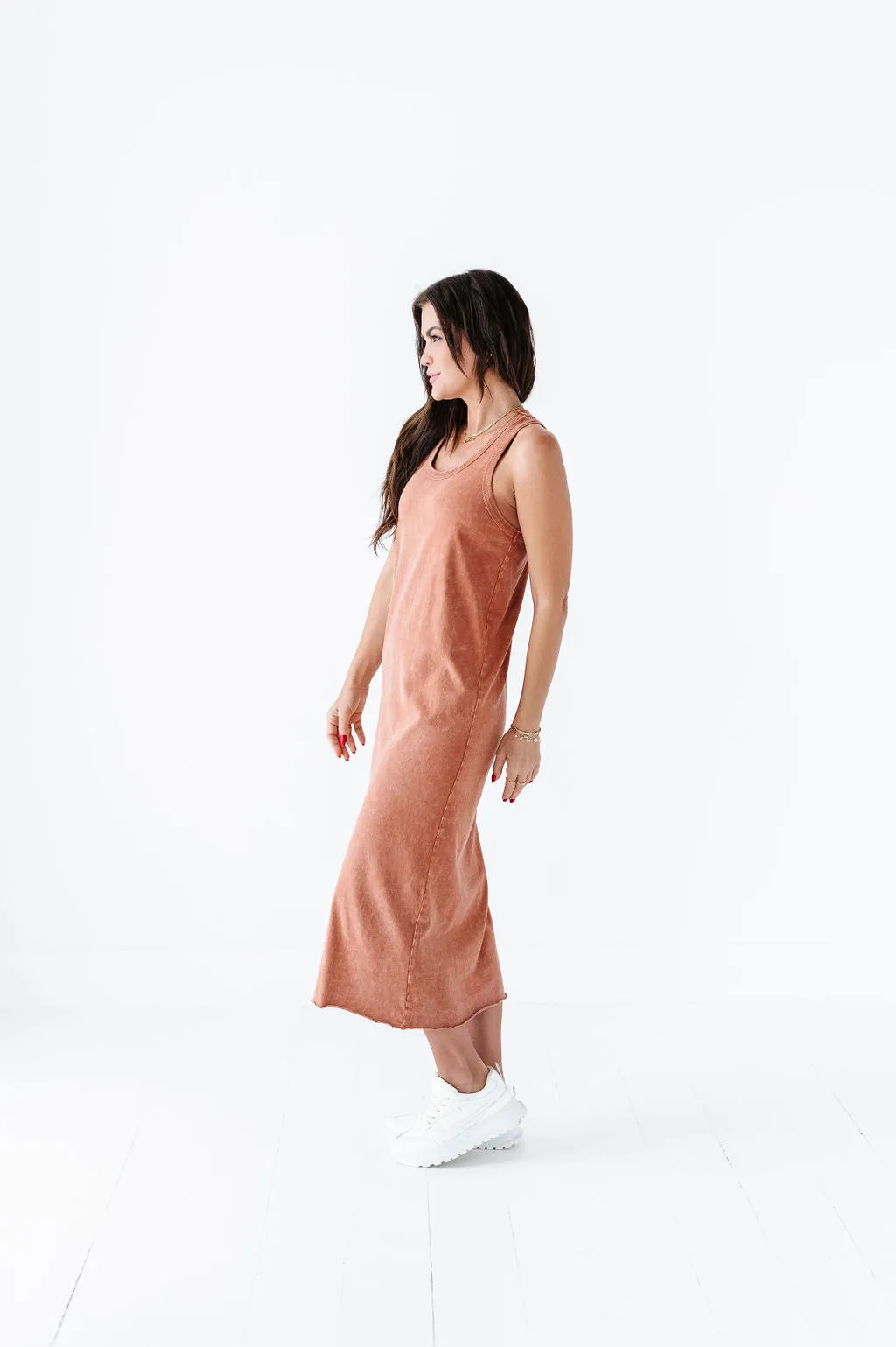 Bring On Summer Tank Dress In Baked Clay - Size Small Left