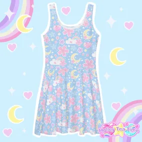 Cherry Blossom Dreams Blue Skater Dress