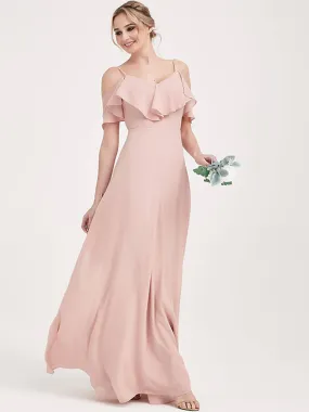 Chiffon Flounced 1 Of 3 Ways Dusty Pink Convertible Bridesmaid Dresses