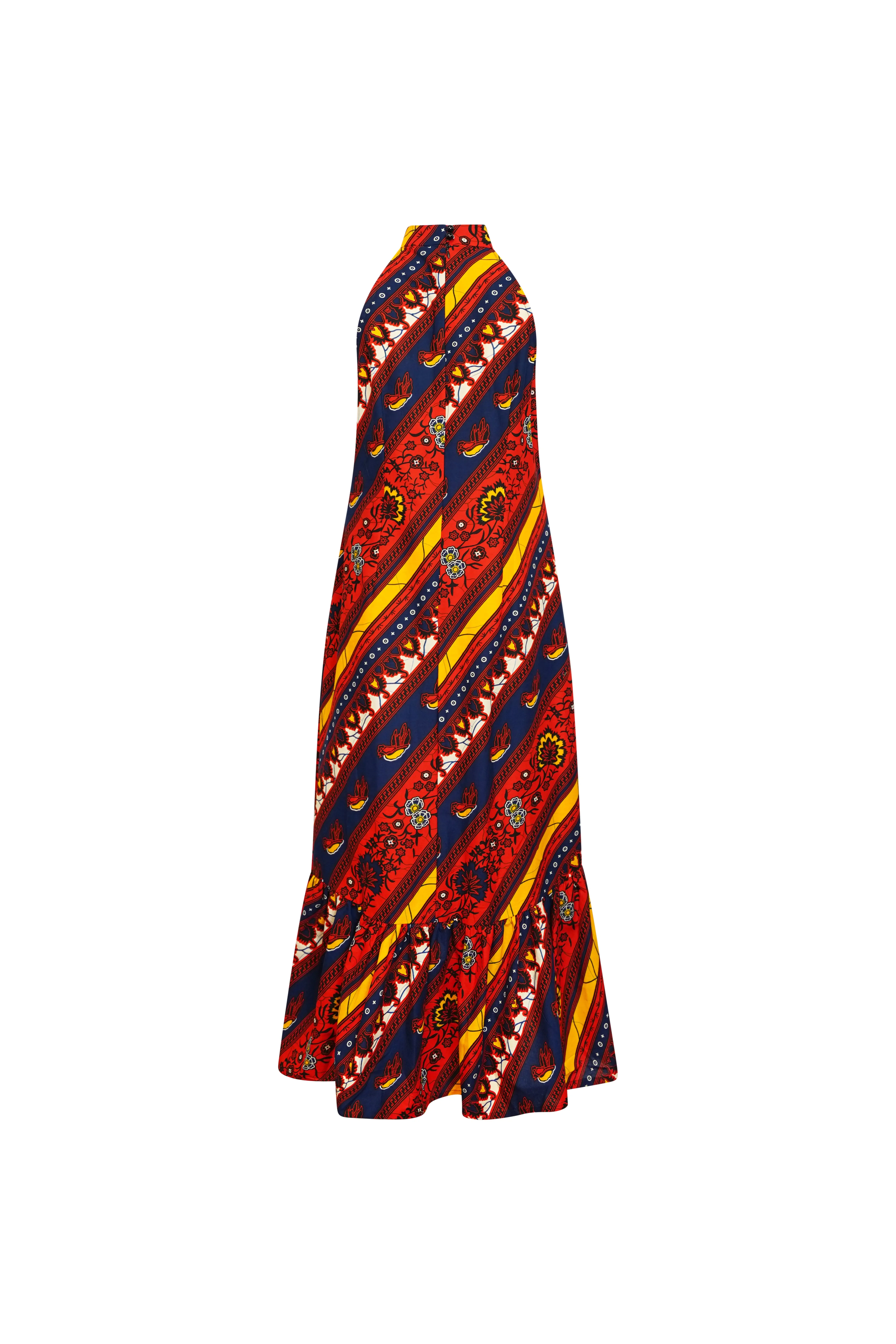 Chioma Dress - Red Blue and Yellow African Ankara Wax Cotton Print