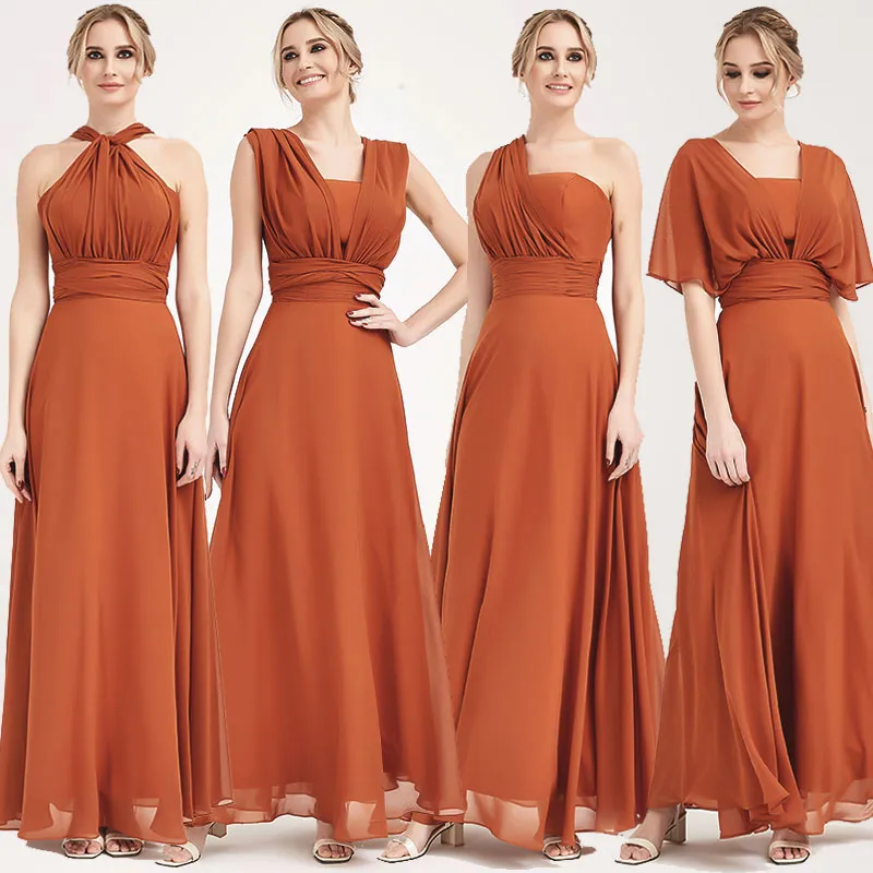 Convertible Chiffon Bridesmaid Dress Wrap Sage Green Maxi Gown