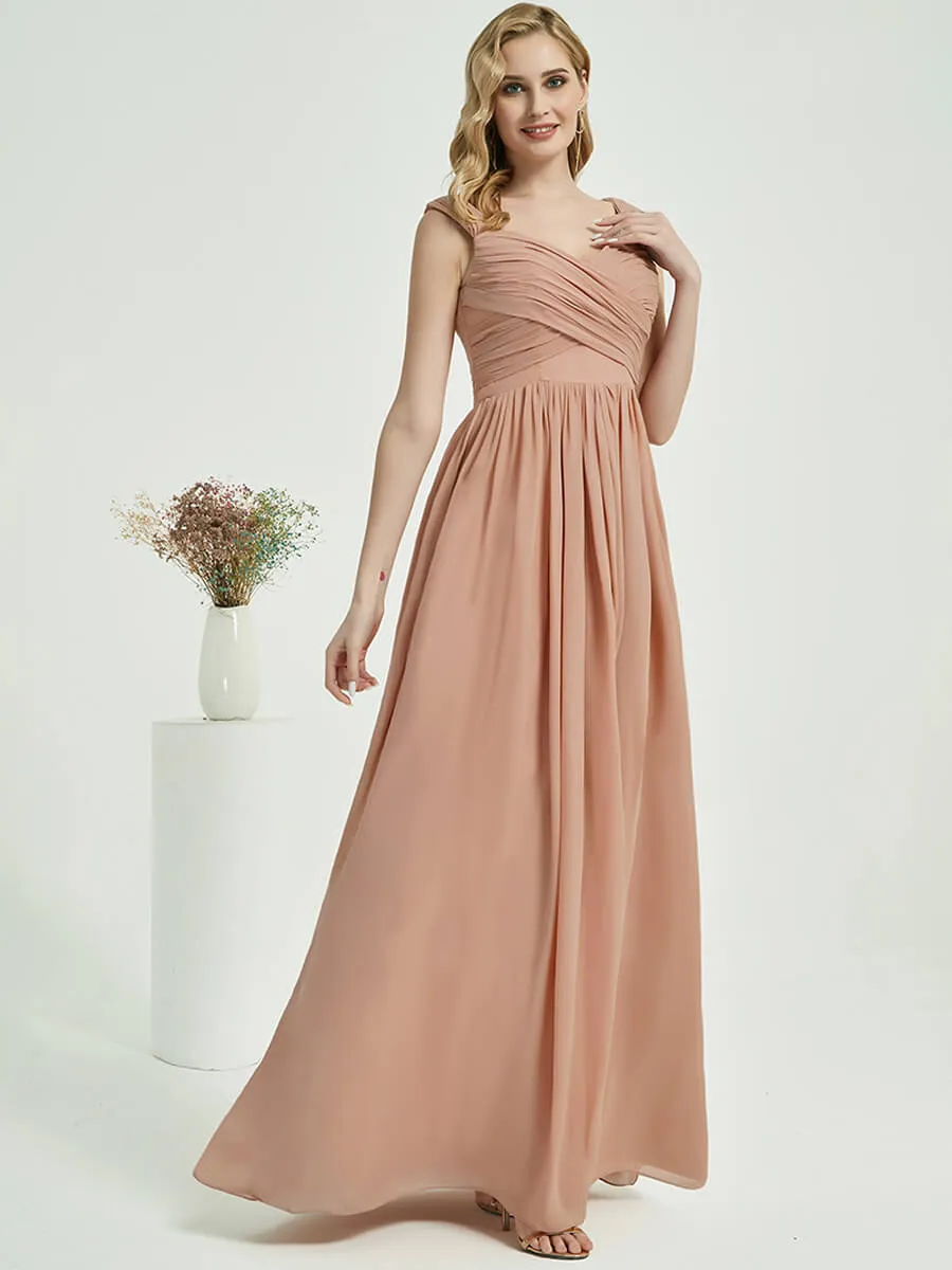 Cornflower Blue Sweetheart A-Line Chiffon Floor-Length Bridesmaid Dress