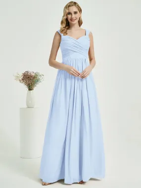 Cornflower Blue Sweetheart A-Line Chiffon Floor-Length Bridesmaid Dress