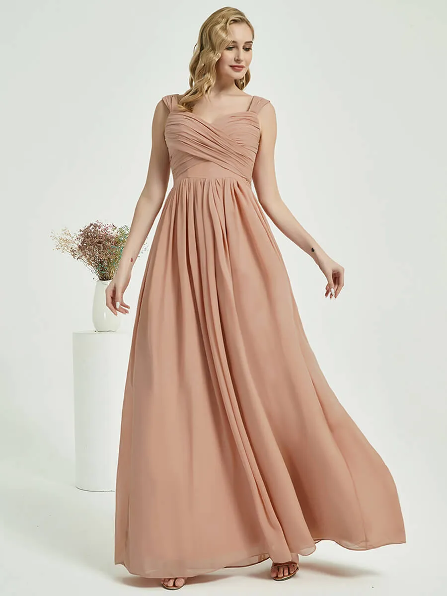 Cornflower Blue Sweetheart A-Line Chiffon Floor-Length Bridesmaid Dress