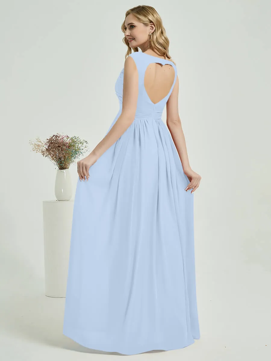 Cornflower Blue Sweetheart A-Line Chiffon Floor-Length Bridesmaid Dress