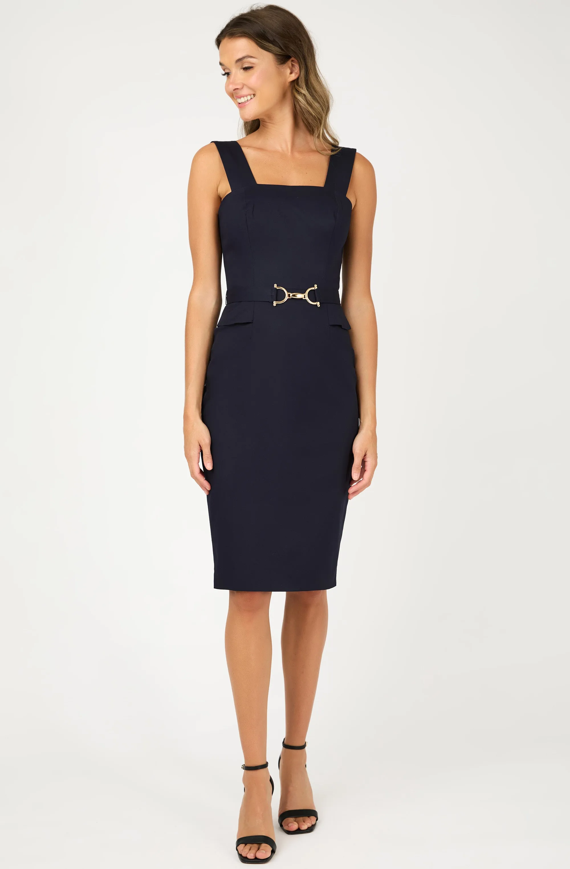 Cotton Belted Sleeveless Fitted Dress