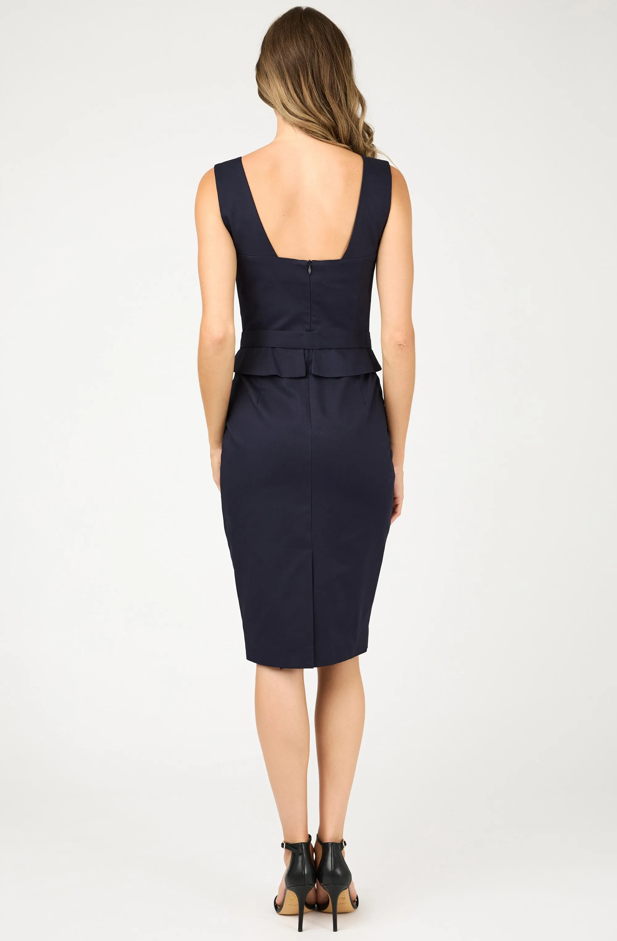 Cotton Belted Sleeveless Fitted Dress