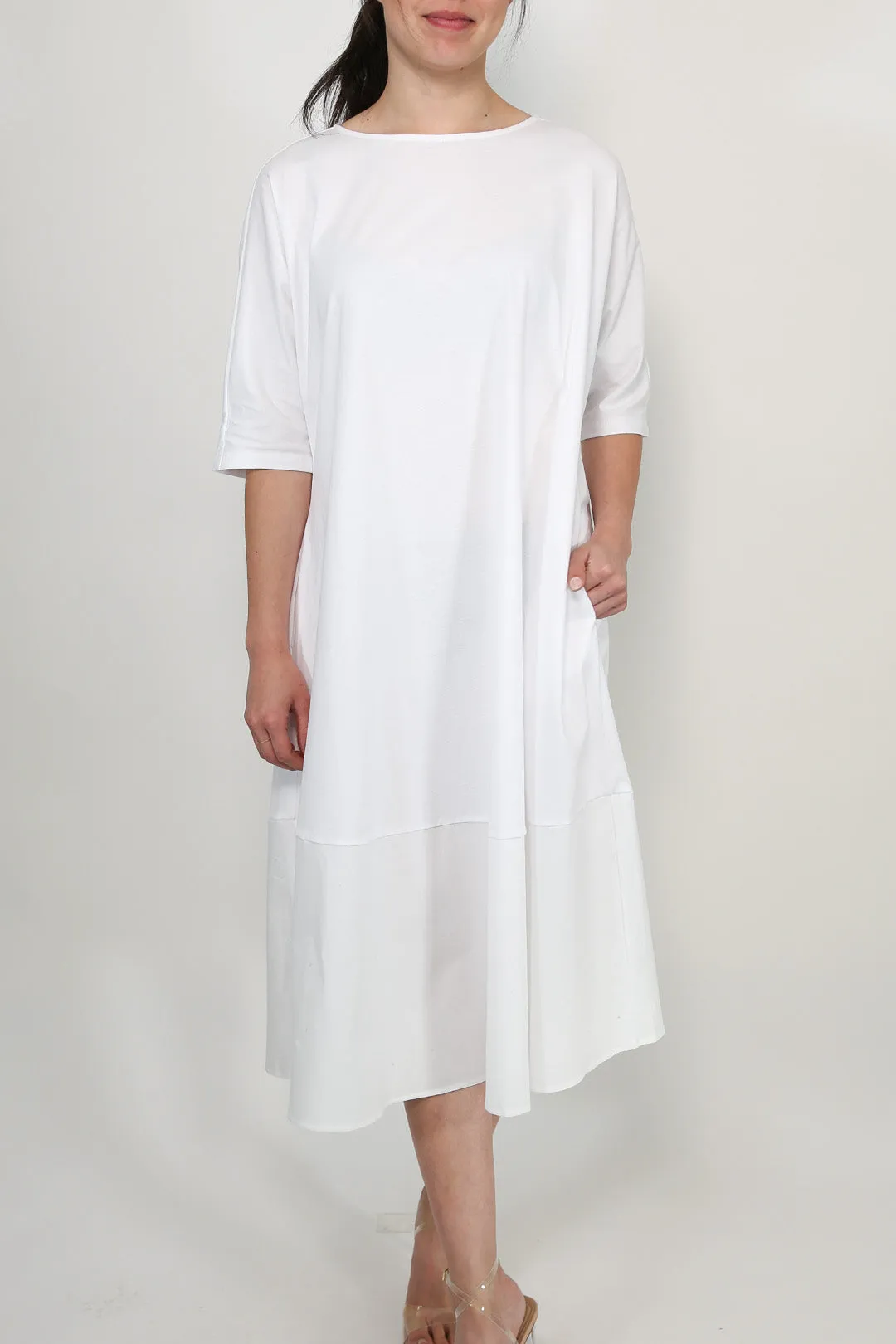 DAVINA MAXI DRESS IN ITALIAN JERSEY AND POPLIN COTTON