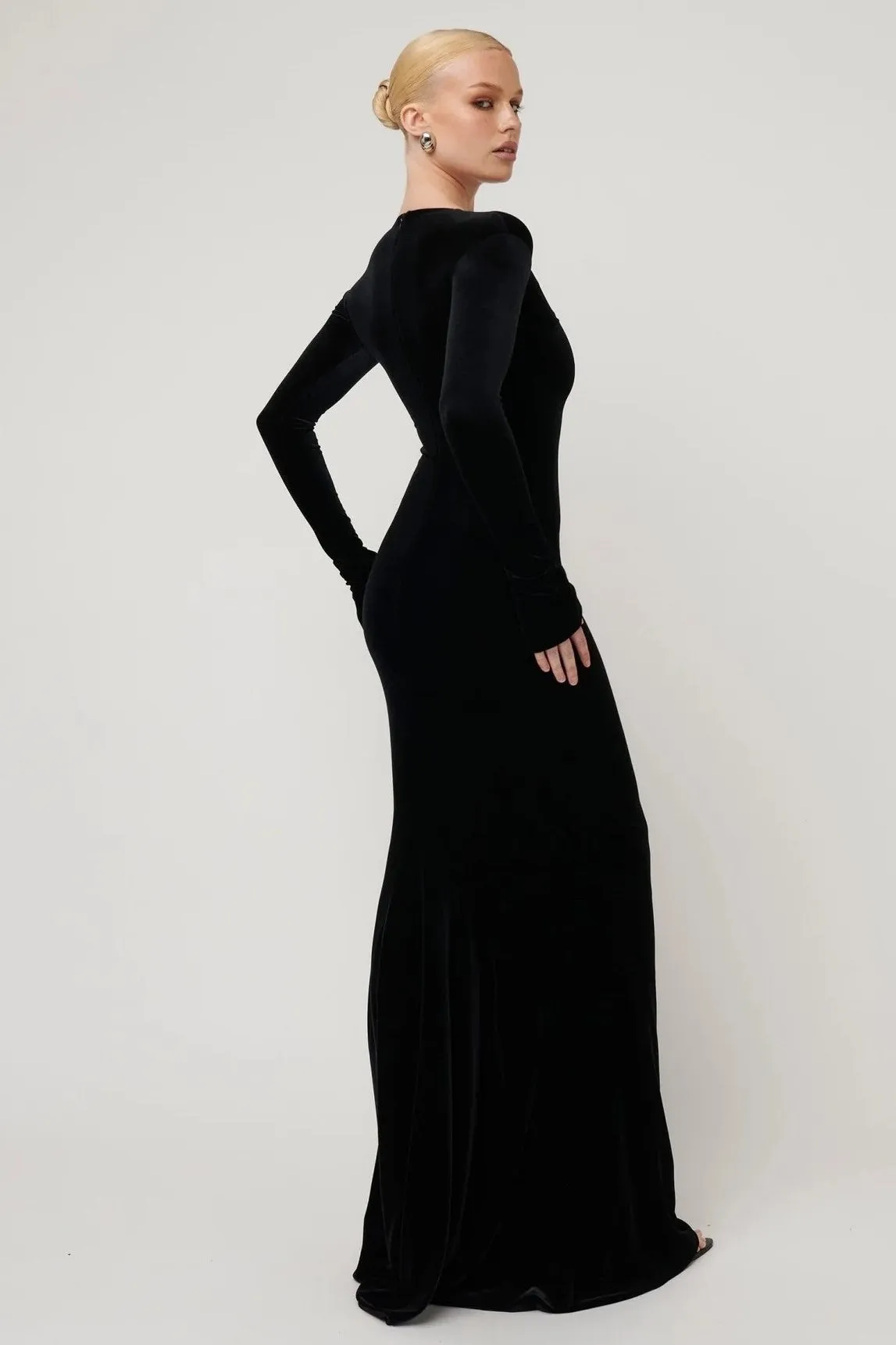 Delphine Maxi Dress - Black Velvet