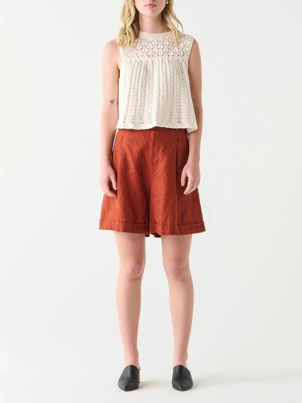 DEX Pointelle Knit Sleeveless Top