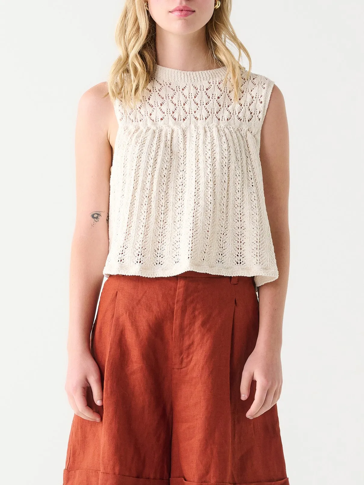 DEX Pointelle Knit Sleeveless Top