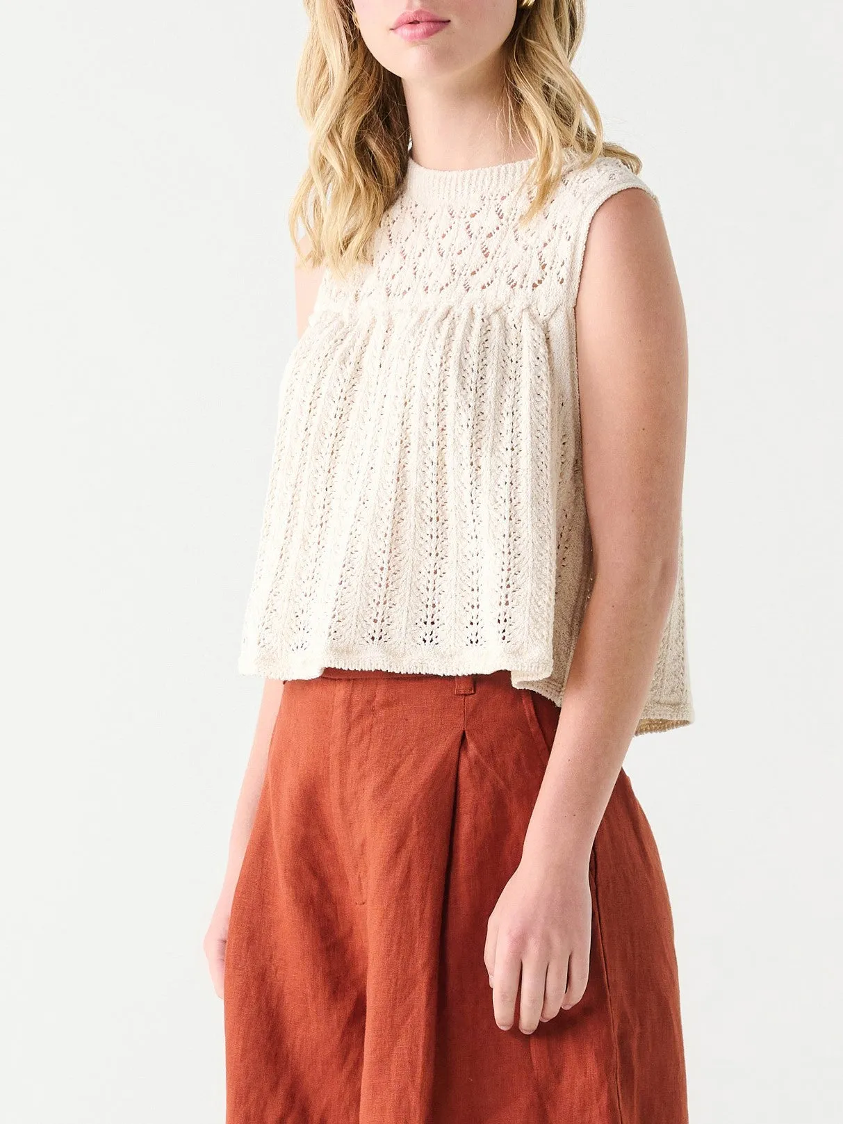 DEX Pointelle Knit Sleeveless Top