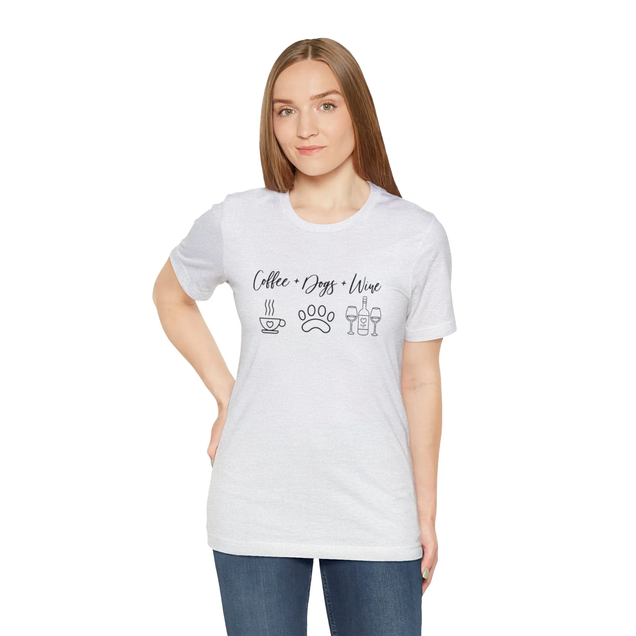 Explore More Collection - Coffee Dogs Wine Unisex Jersey Short Sleeve Tee