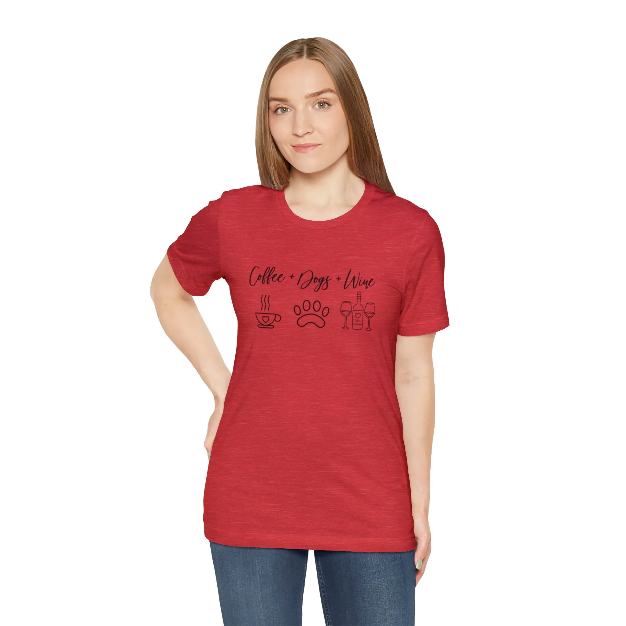 Explore More Collection - Coffee Dogs Wine Unisex Jersey Short Sleeve Tee