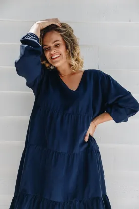 FINAL SALE Long Sleeve Chic Dress in Navy