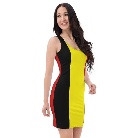 Fitted Dress / Above The Knee / Print Of The Belgian Flag