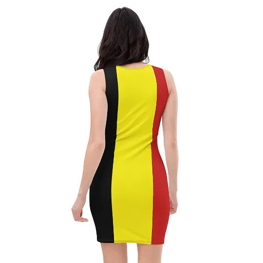 Fitted Dress / Above The Knee / Print Of The Belgian Flag