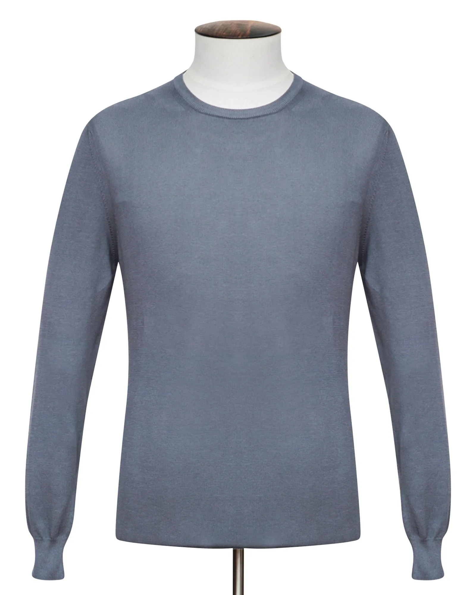 Graphite Cotton Ribbed Crewneck Sweater